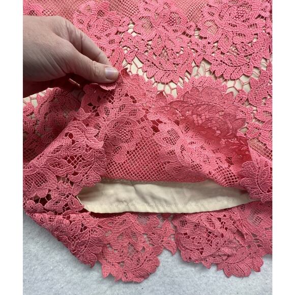 Antonio Melani Dress Womens Size 8 Coral Lace Sheath Sleeveless Zip Lined - Picture 4 of 9